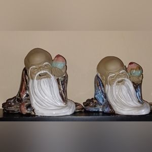 Vintage Ceramic Japanese Wise Man Statues